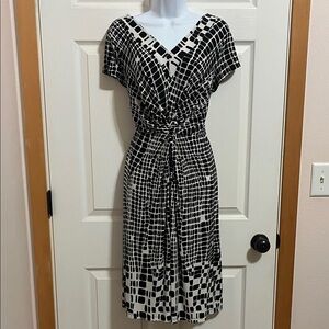 Christopher & Banks Black and White Checkered Midi Dress